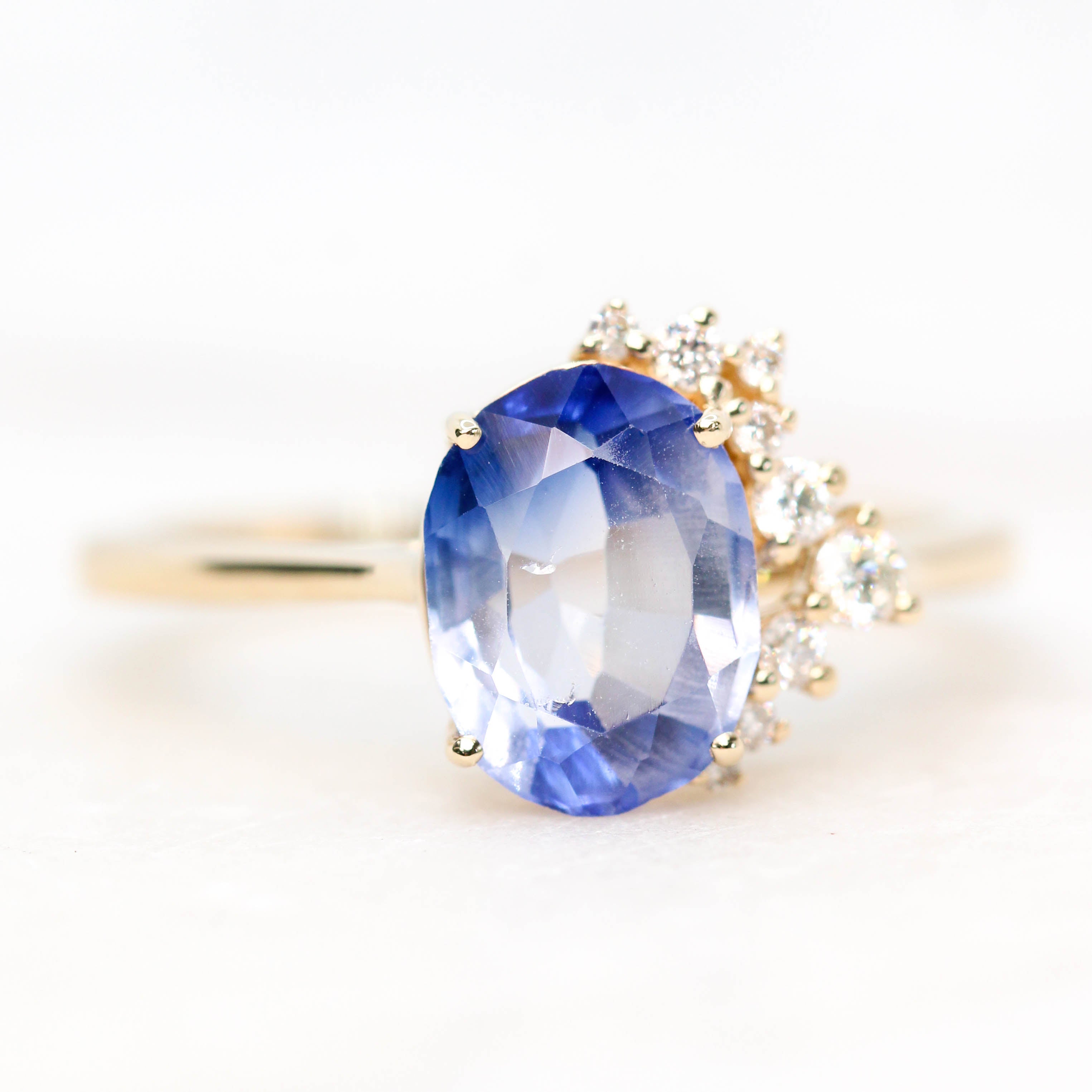 Anila Ring with a 2.63 Carat Oval Blue Sapphire and White Accent