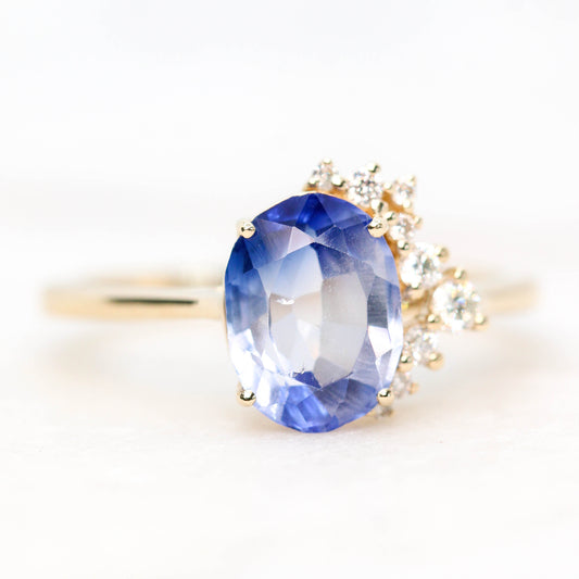 Anila Ring with a 2.63 Carat Oval Blue Sapphire and White Accent Diamonds in 14k Yellow Gold - Ready to Size and Ship - Midwinter Co. Alternative Bridal Rings and Modern Fine Jewelry