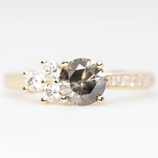 Avery Ring with a 1.01 Carat Round Champagne Diamond and White Accent Diamonds in 14k Yellow Gold - Ready to Size and Ship