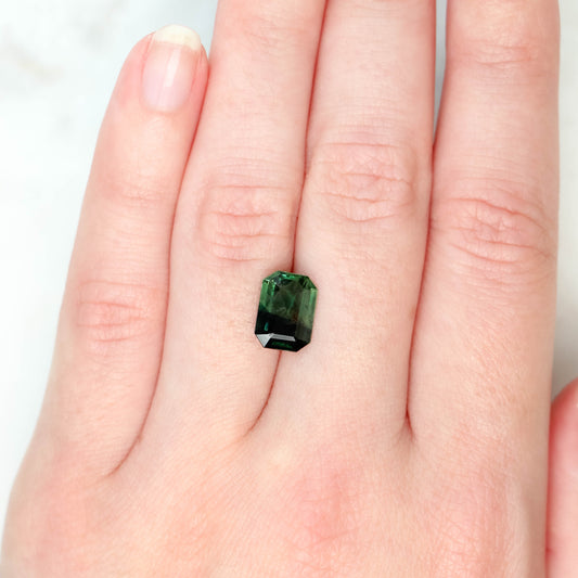 2.89 Carat Bicolor Blue and Green Emerald Cut Sapphire for Custom Work - Inventory Code BCES289