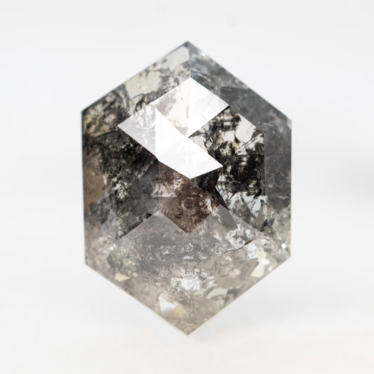 3.55 Carat Black Salt and Pepper Hexagon Diamond for Custom Work - Inventory Code BCH355