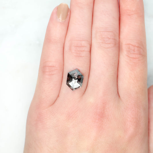 3.55 Carat Black Salt and Pepper Hexagon Diamond for Custom Work - Inventory Code BCH355