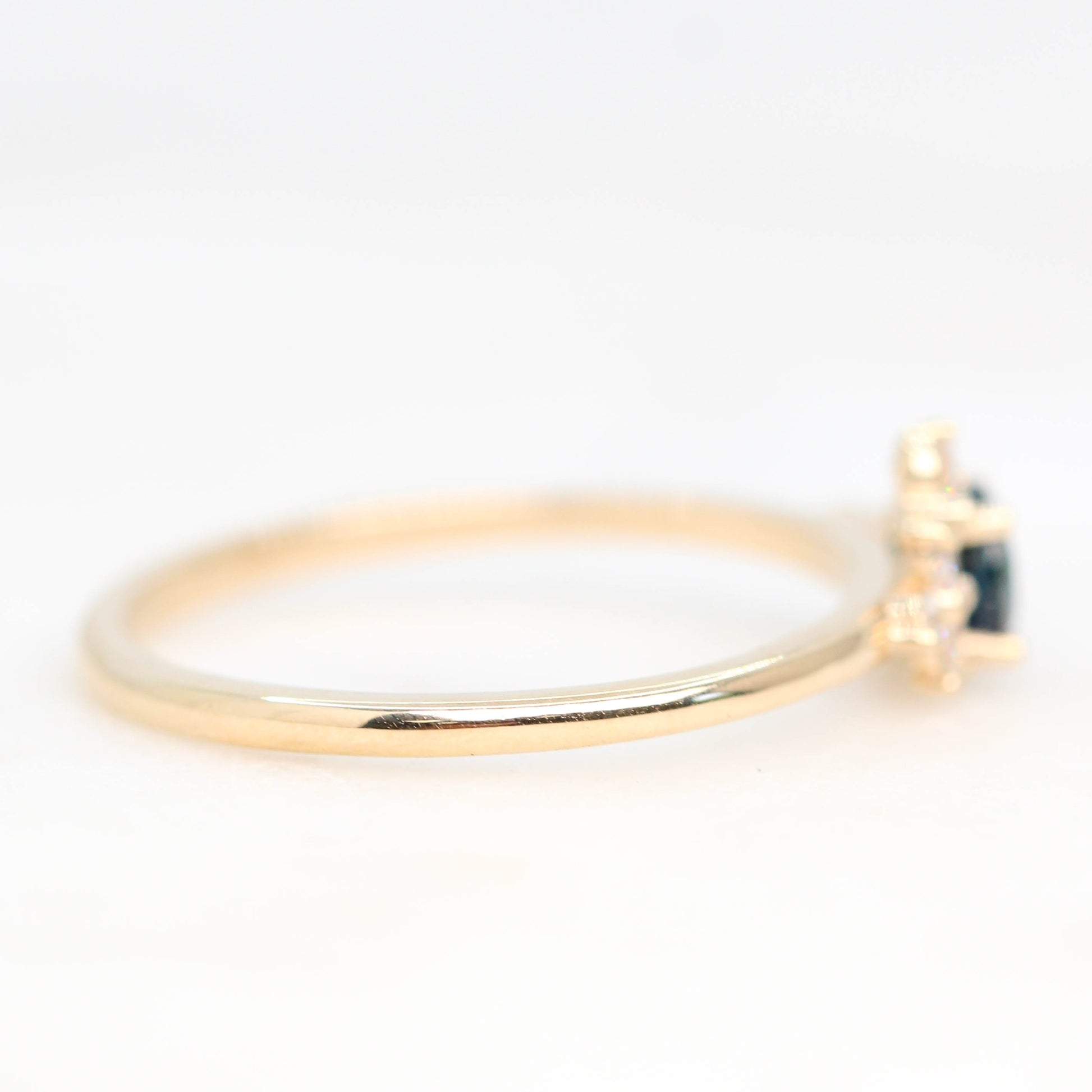 Baby Orion Ring with a 0.44 Carat Deep Blue Sapphire and White Accent Diamonds in 14k Yellow Gold - Ready to Size and Ship - Midwinter Co. Alternative Bridal Rings and Modern Fine Jewelry