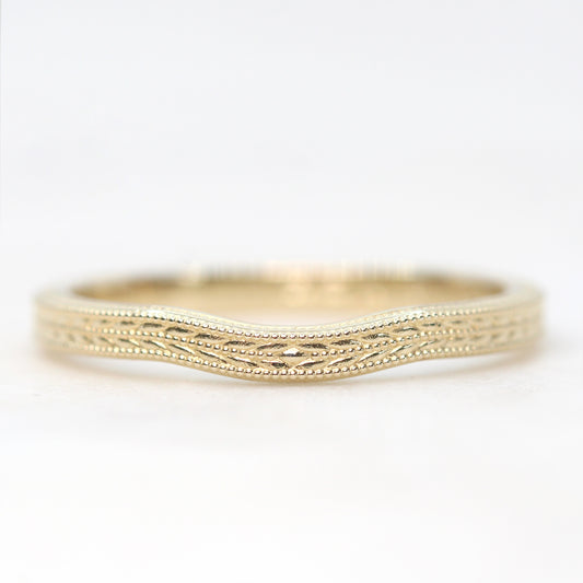 Edith Band - Contoured Filigree Wedding Band in Your Choice of 14k Gold