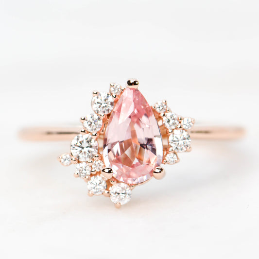 Project: Custom Orion Ring with 1 Carat Pink Pear Sapphire and White Diamond Accents in 14k