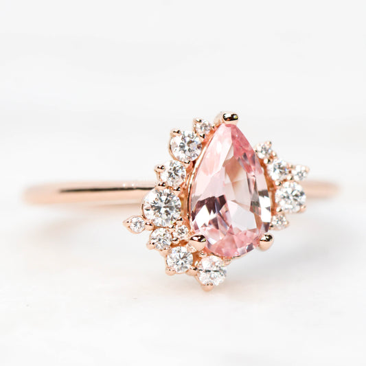 Project: Custom Orion Ring with 1 Carat Pink Pear Sapphire and White Diamond Accents in 14k