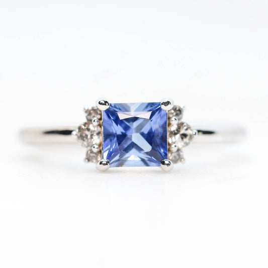 Project: Custom Loren Ring with a 1 carat Princess Cut Blue Sapphire ring with accent diamonds in 14k