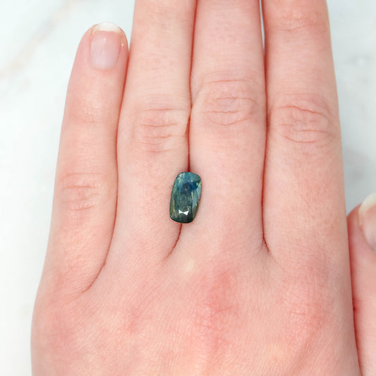 3.37 Carat Teal Elongated Cushion Sapphire for Custom Work - Inventory Code ECTS337