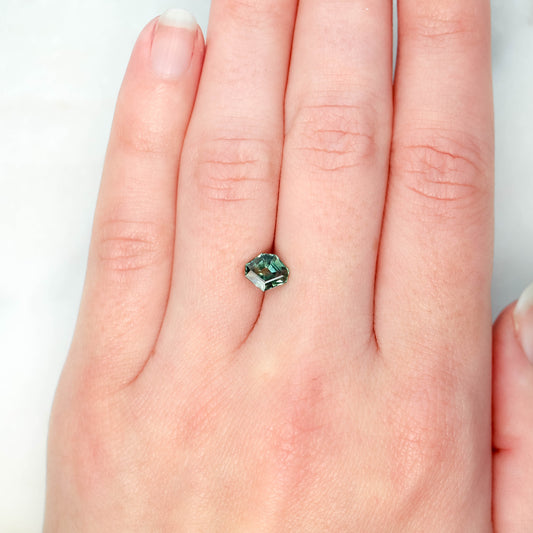 1.23 Carat Geometric Shield Teal Green Sapphire for Custom Work - Inventory Code GGS123