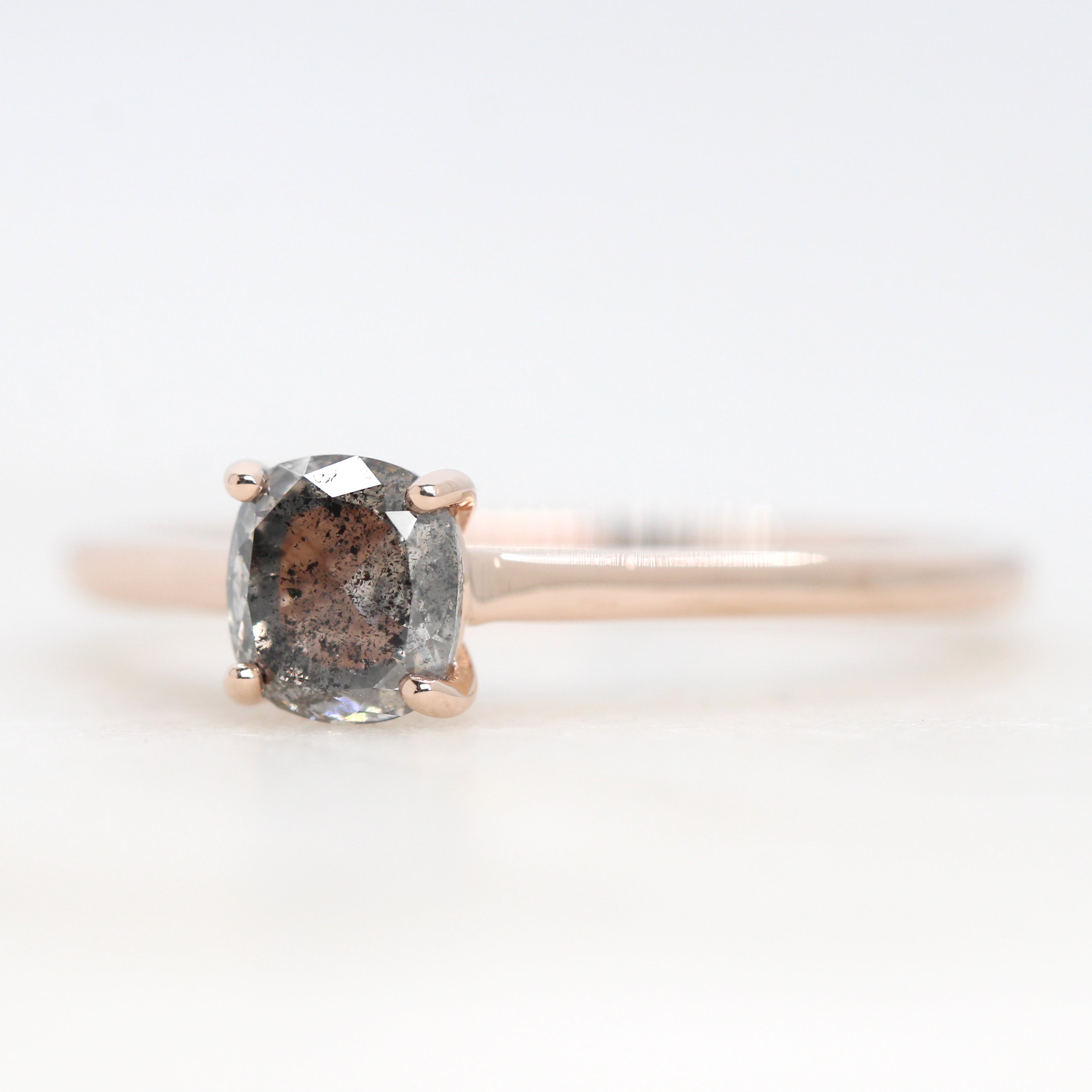 Elle Ring with a 0.67 Carat Cushion Cut Dark Gray Celestial Diamond in 14k  Rose Gold - Ready to Size and Ship