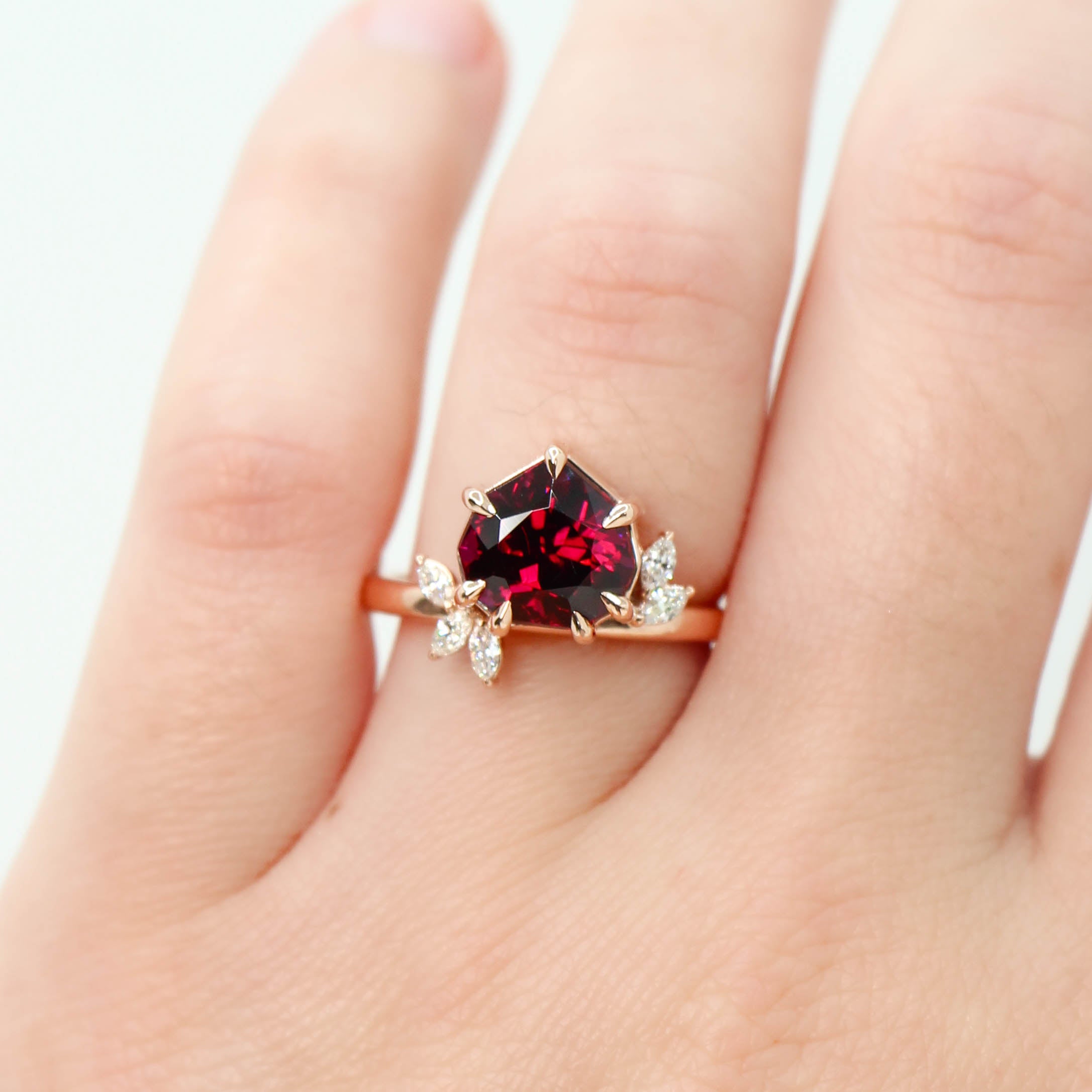 Rose gold ring with garnet deals stone