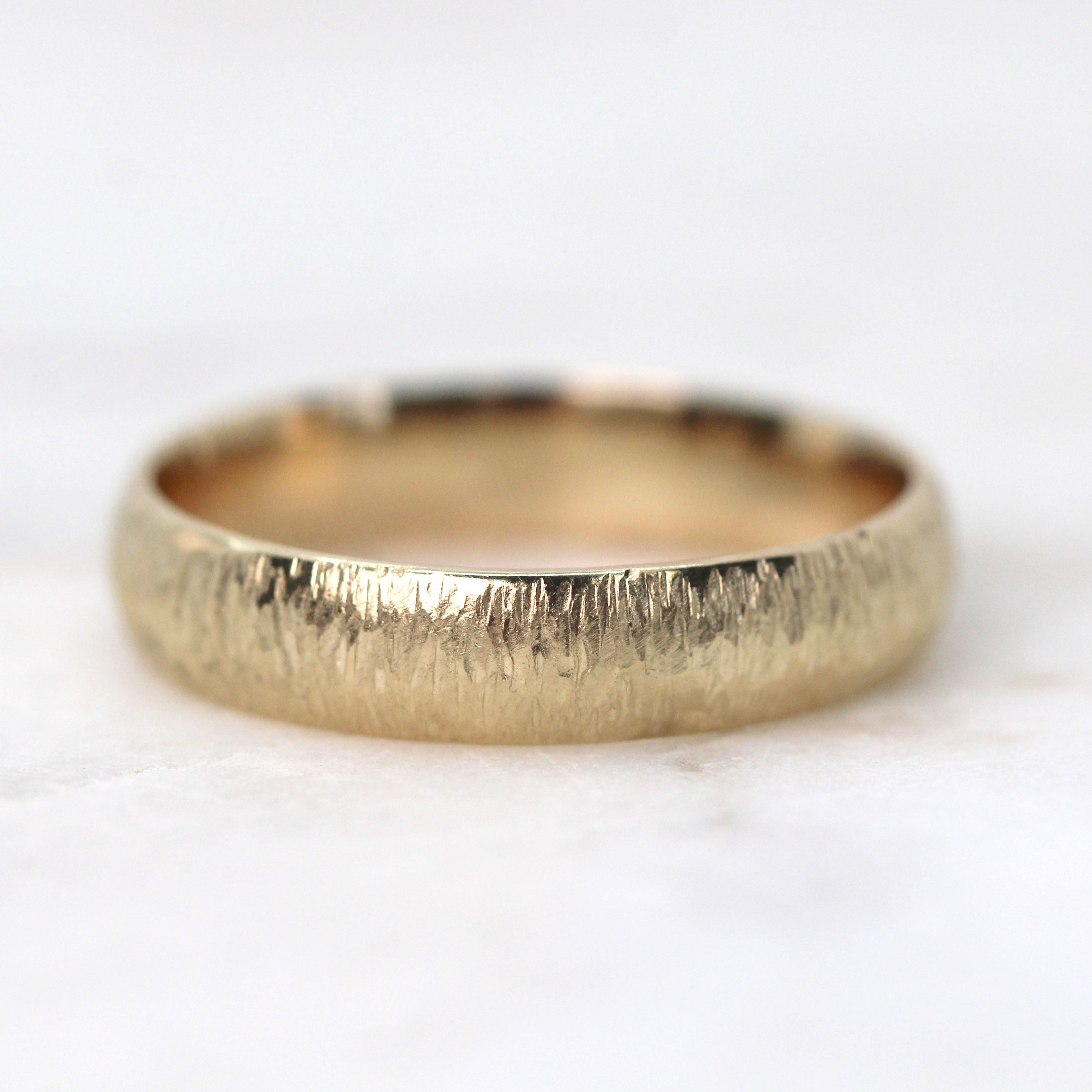 14 Karat Gold Dot and Silver Tree Bark 2024 Band Ring