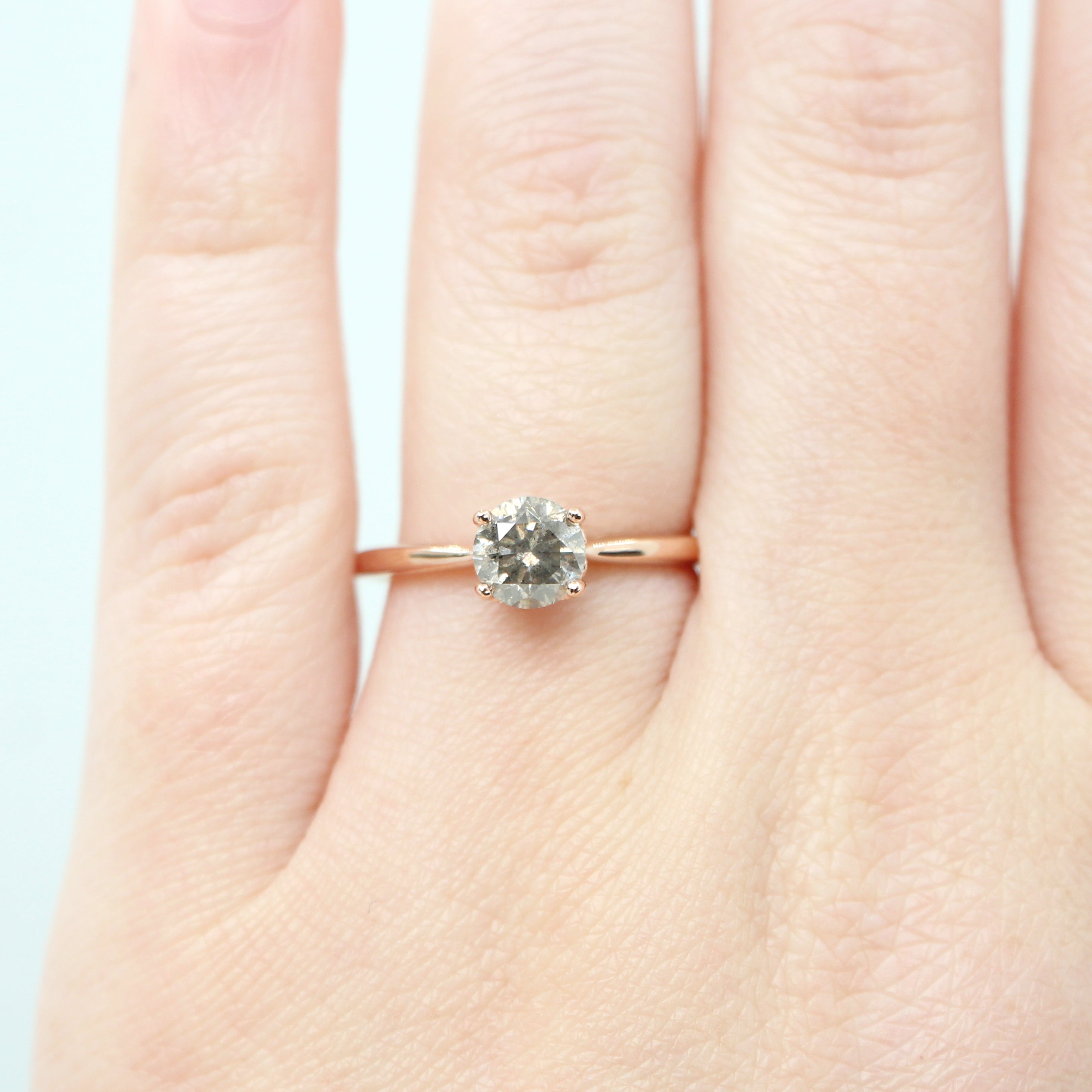 Lark Ring with a 1.02 Carat Round Champagne Gray Salt and Pepper