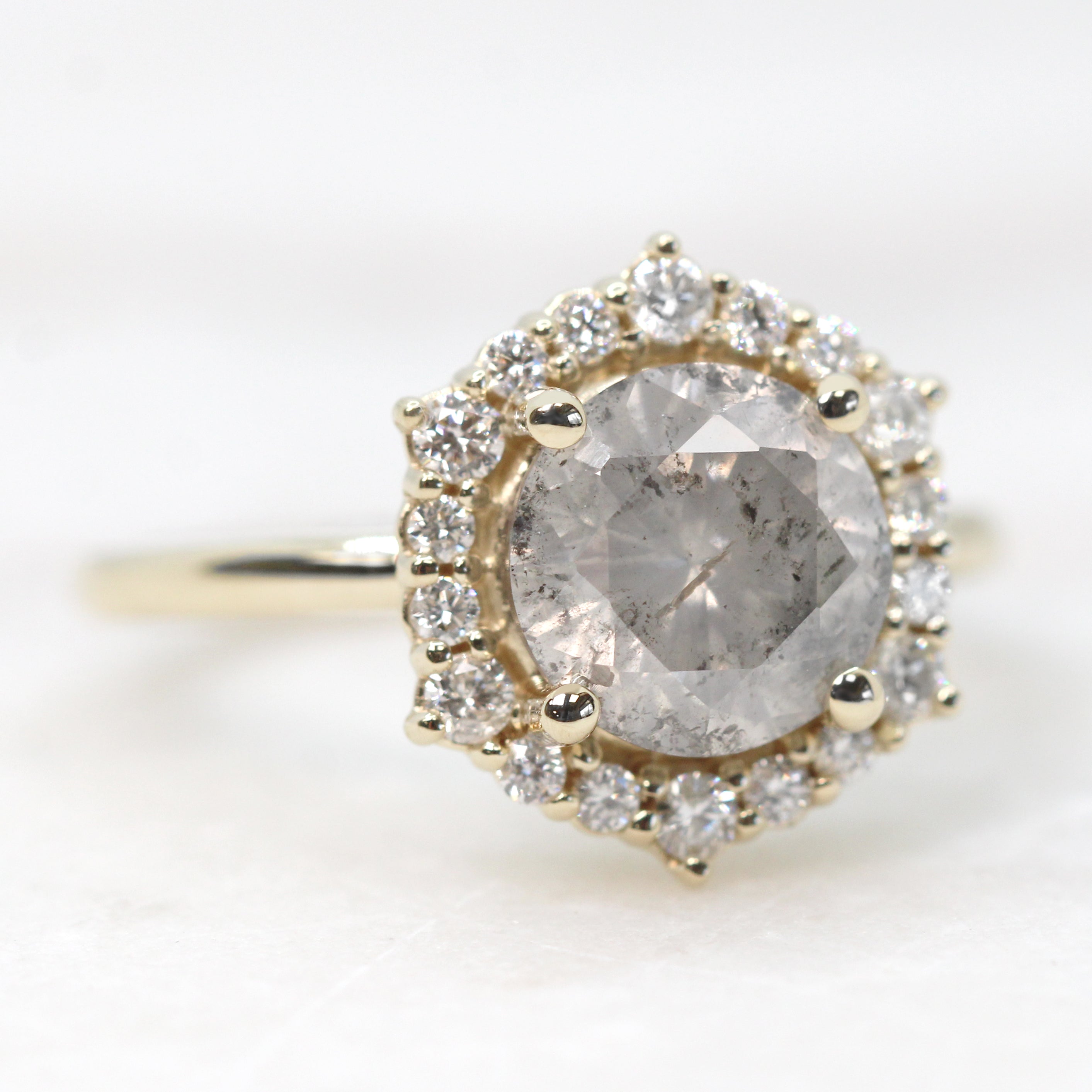 2.44 CT Grey Rough Diamond Engagement authentic Ring