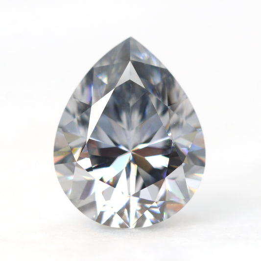 2.50 Carat Pear Gray Moissanite for Custom Work - Inventory Code GPM250