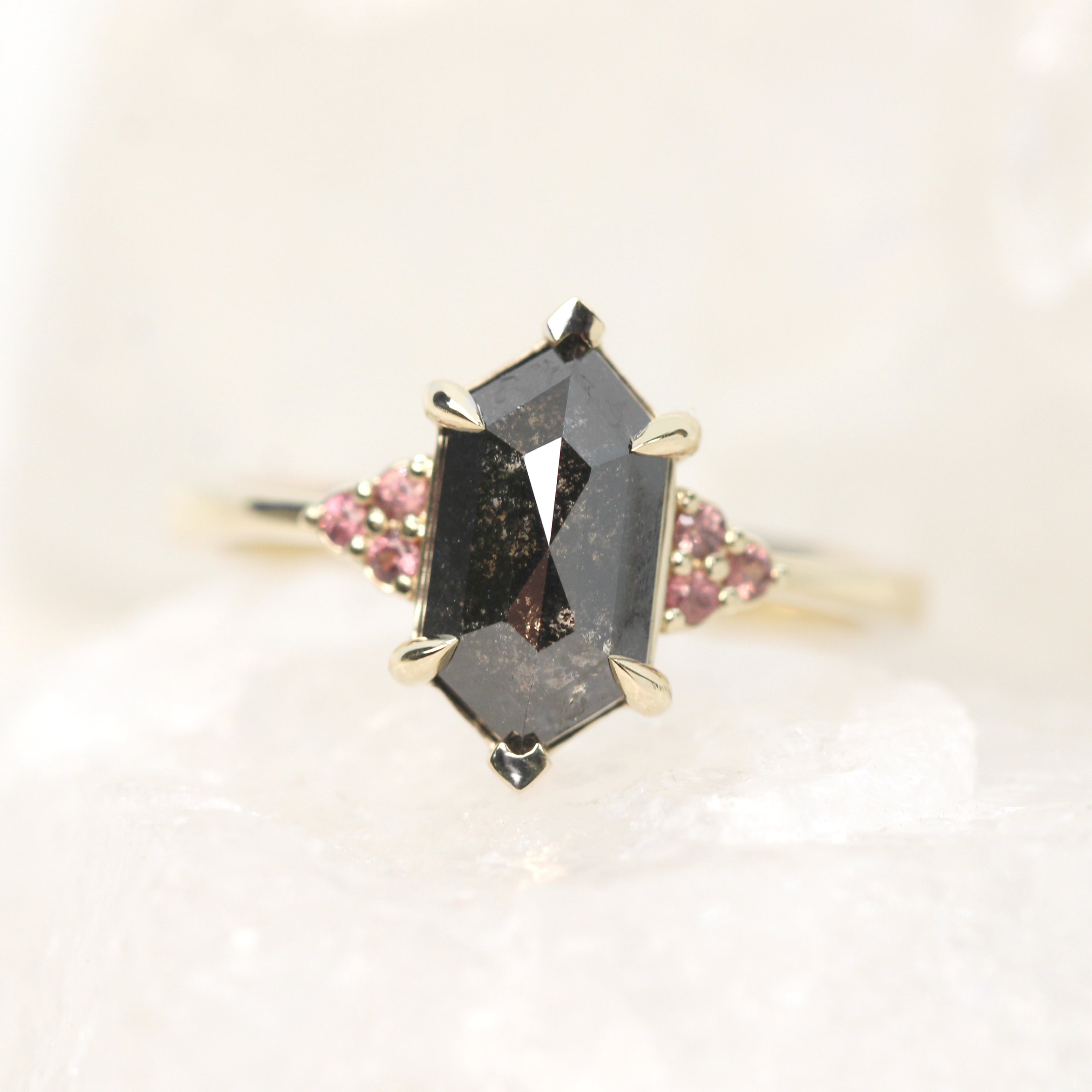 Imogene Ring with a 2.21 Carat Black Hexagon Celestial Diamond and