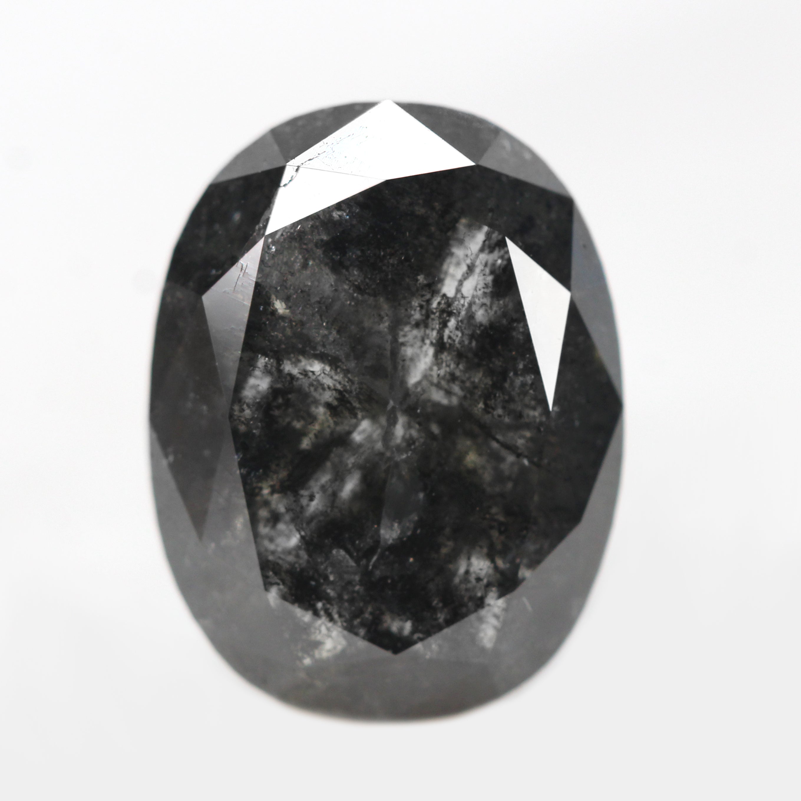 Natural Loose Oval Salt And Pepper Diamond Black Grey Color 0.46 CT 5.20 MM buy Oval Shape Rose Cut Diamond N8804