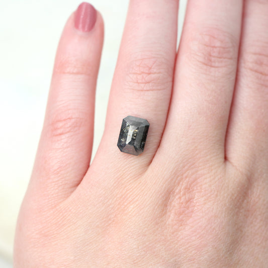 3.74 Carat Charcoal Gray Emerald Cut Salt and Pepper Diamond for Custom Work - Inventory Code DSE374