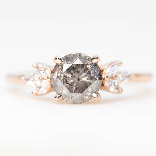 Tressa Ring with a 1.62 Carat Stormy Gray Diamond and White Accent Diamonds in 14k Rose Gold - Ready to Size and Ship