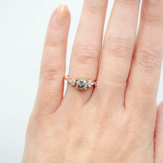 Tressa Ring with a 1.62 Carat Stormy Gray Diamond and White Accent Diamonds in 14k Rose Gold - Ready to Size and Ship