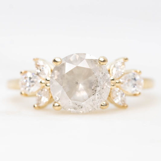 Kendra Ring with a 2.28 Carat Misty White Round Diamond and White Accent Diamonds in 14k Yellow Gold - Ready to Size and Ship