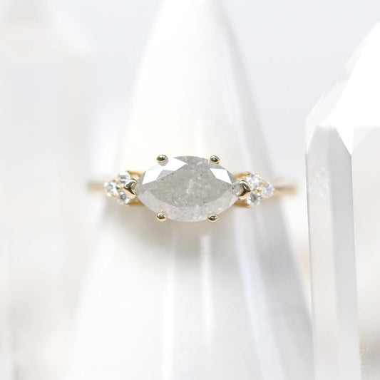 Project: Custom Imogene Ring with 1 Carat Misty White Marquise Diamond and White Accent Diamonds in 14k