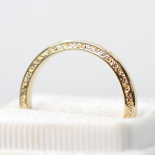 Vivienne Band - Contoured Filigree Wedding Band in Your Choice of 14k Gold