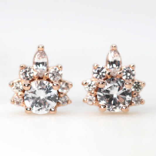 Zoe Earrings with White Sapphires - Made to Order, Choose Your Gold Tone