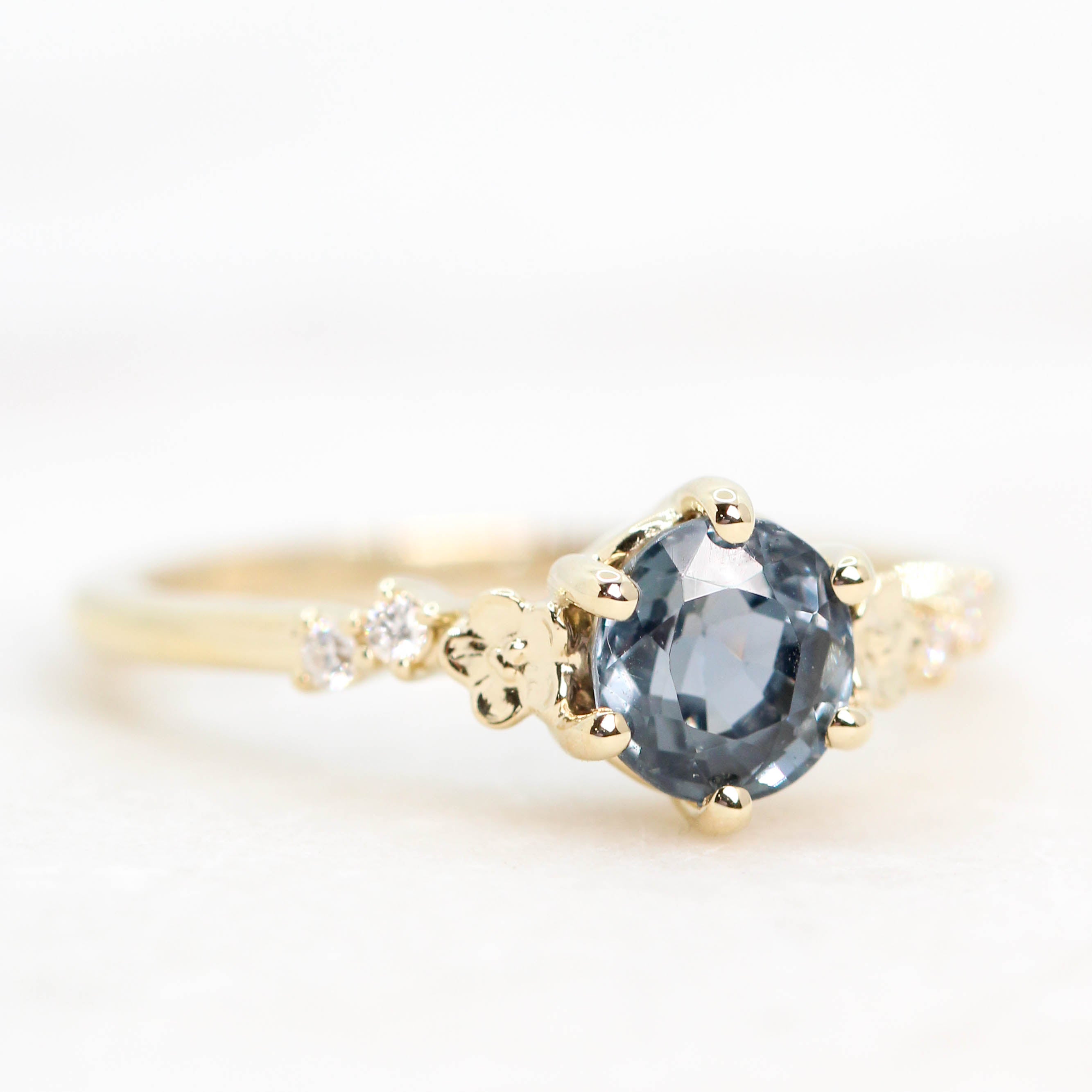 Meadow Ring with a 0.75 Carat Blue Rounded Oval Spinel and White