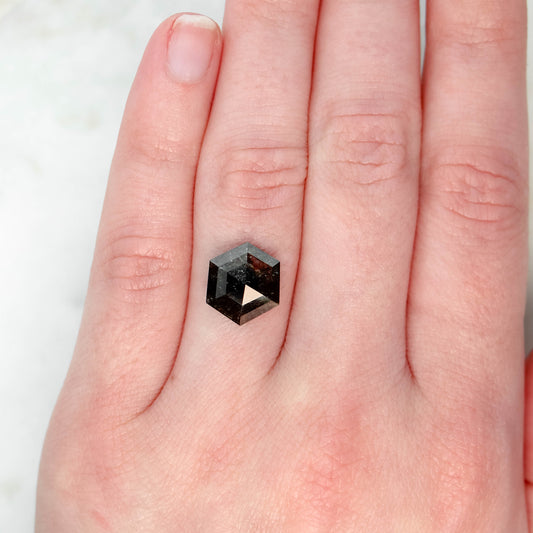 4.25 Carat Natural Black Hexagon Salt and Pepper Diamond for Custom Work - Inventory Code NBH425