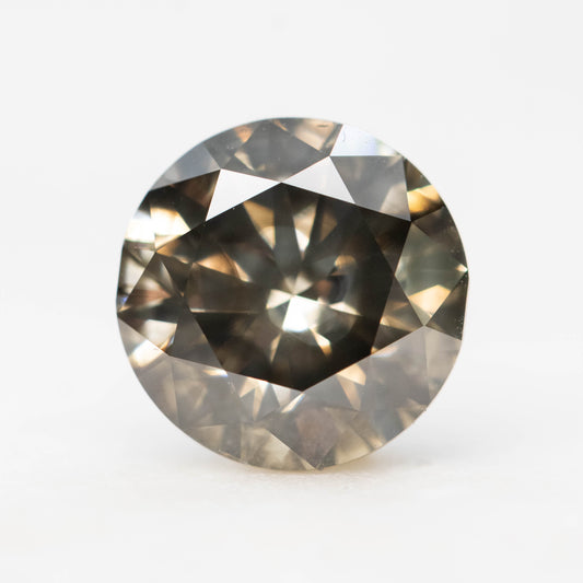 3.05 Carat Round Dark and Clear Champagne Brown Salt and Pepper Diamond for Custom Work - Inventory Code SCR305