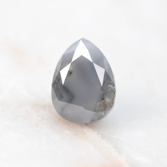 1.66 Carat Rose or Brilliant Cut Opaque Gray Pear Salt and Pepper Diamond for Custom Work - Inventory Code SGP166