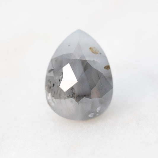 1.66 Carat Rose or Brilliant Cut Opaque Gray Pear Salt and Pepper Diamond for Custom Work - Inventory Code SGP166