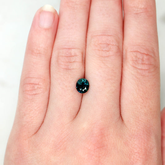 1.45 Carat Dark Teal Oval Sapphire for Custom Work - Inventory Code TOS145