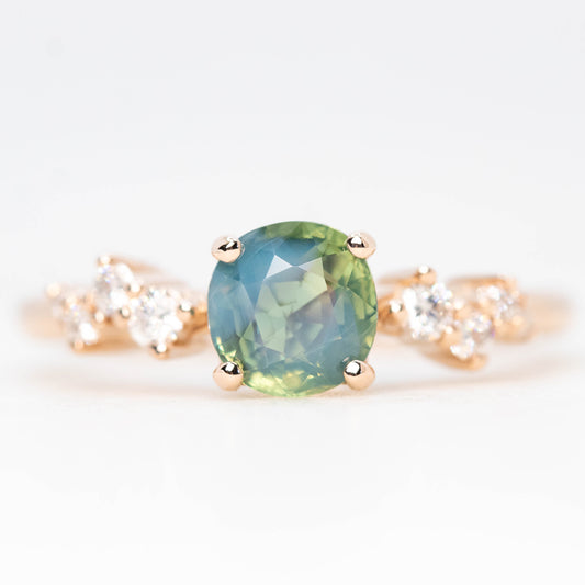 Zealan Ring with a 1.07 Carat Opalescent Bicolor Sapphire and White Accent Diamonds in 14k Rose Gold - Ready to Size and Ship