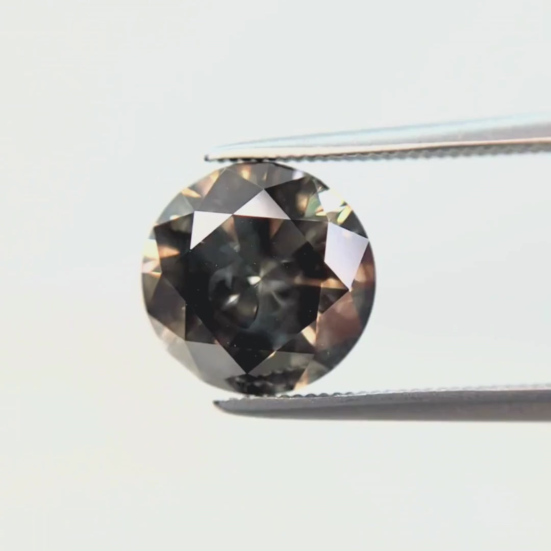 3.05 Carat Round Champagne Brown Salt and Pepper Diamond for Custom Work - Inventory Code SCR305