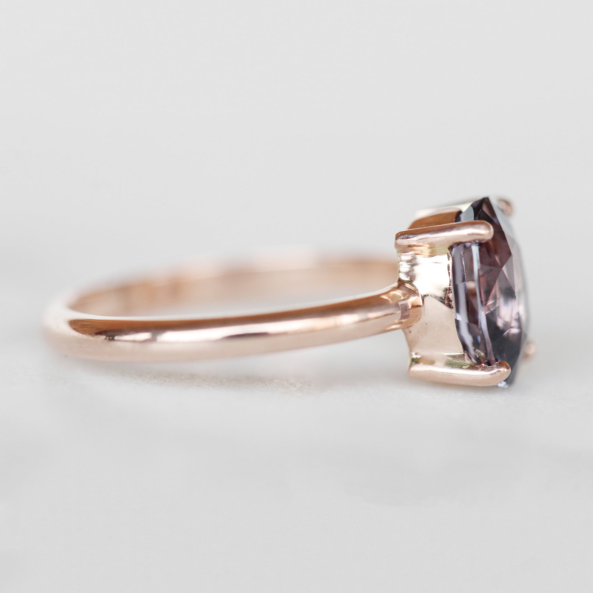 Abigail Ring with a 2.03 Carat Oval Sapphire and a Cluster Diamonds in 14k Rose Gold - Ready to Size and Ship - Midwinter Co. Alternative Bridal Rings and Modern Fine Jewelry