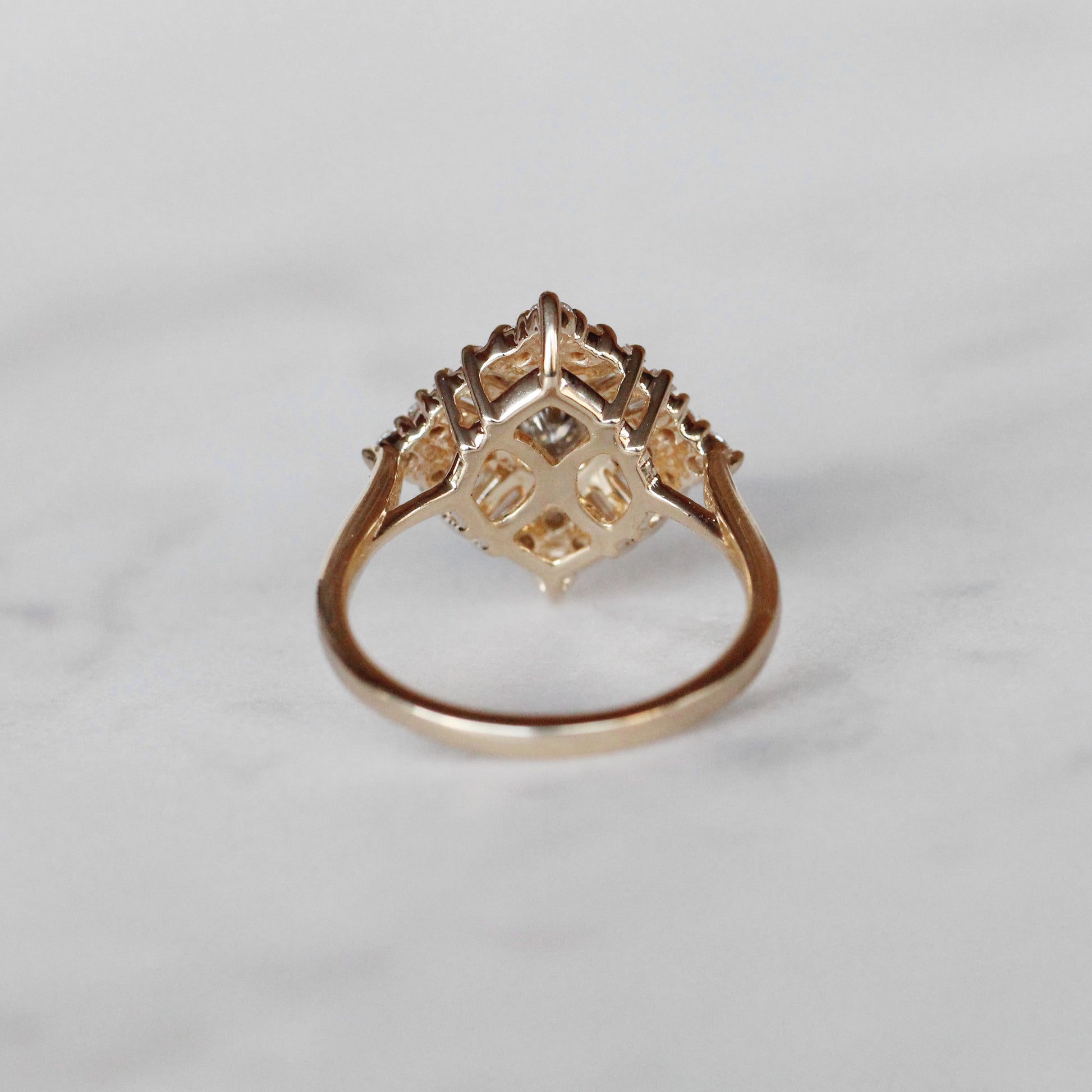 Winnifred Ring with a Celestial Round Diamond and Halo in 14k Yellow Gold - Ready to Size and Ship - Midwinter Co. Alternative Bridal Rings and Modern Fine Jewelry