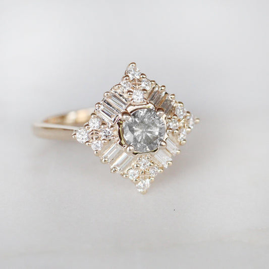 Winnifred Ring with a Celestial Round Diamond and Halo in 14k Yellow Gold - Ready to Size and Ship - Midwinter Co. Alternative Bridal Rings and Modern Fine Jewelry