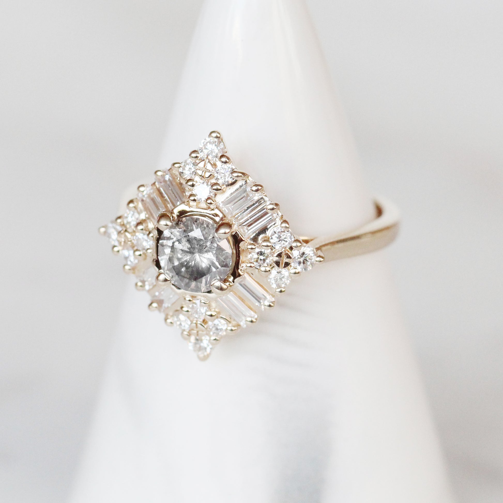 Winnifred Ring with a Celestial Round Diamond and Halo in 14k Yellow Gold - Ready to Size and Ship - Midwinter Co. Alternative Bridal Rings and Modern Fine Jewelry