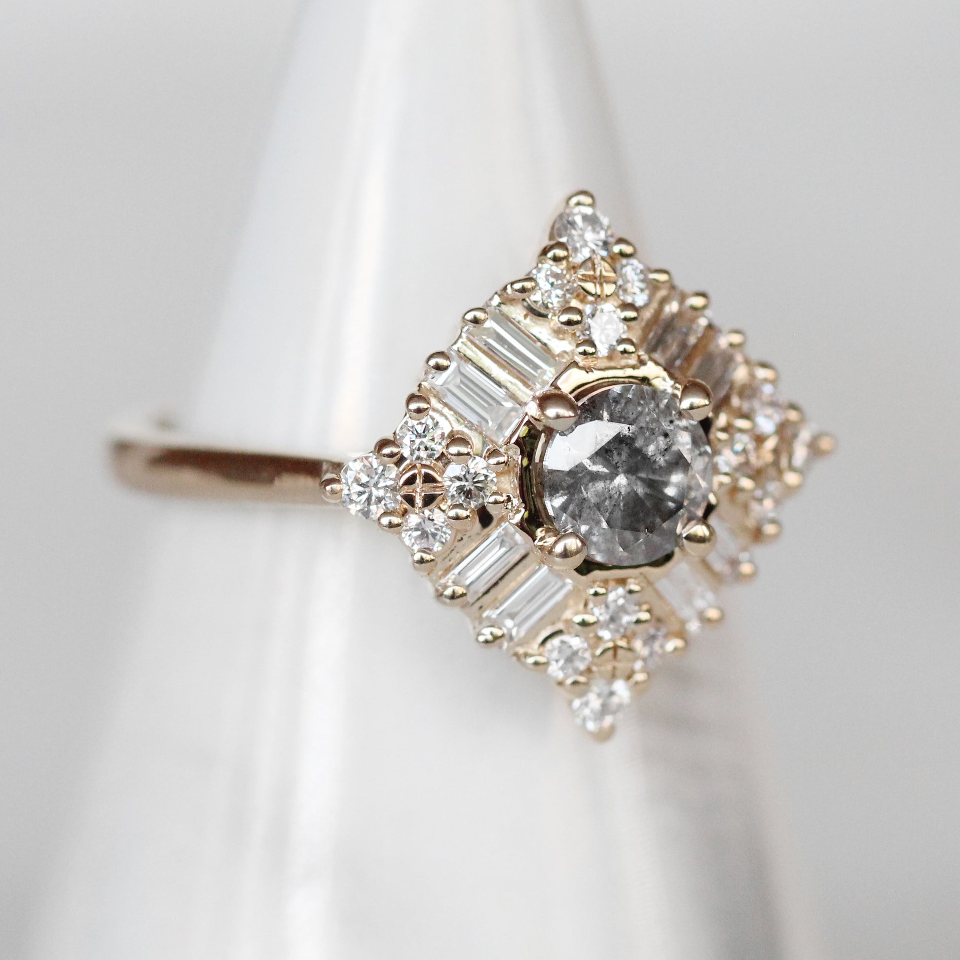 Winnifred Ring with a Celestial Round Diamond and Halo in 14k Yellow Gold - Ready to Size and Ship - Midwinter Co. Alternative Bridal Rings and Modern Fine Jewelry