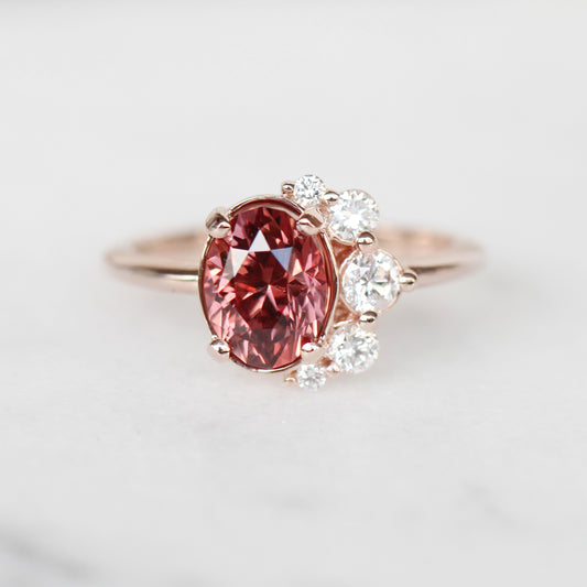 Carell ring with 2.1 ct Zircon and Diamonds in 10k rose gold - ready to size and ship - Midwinter Co. Alternative Bridal Rings and Modern Fine Jewelry