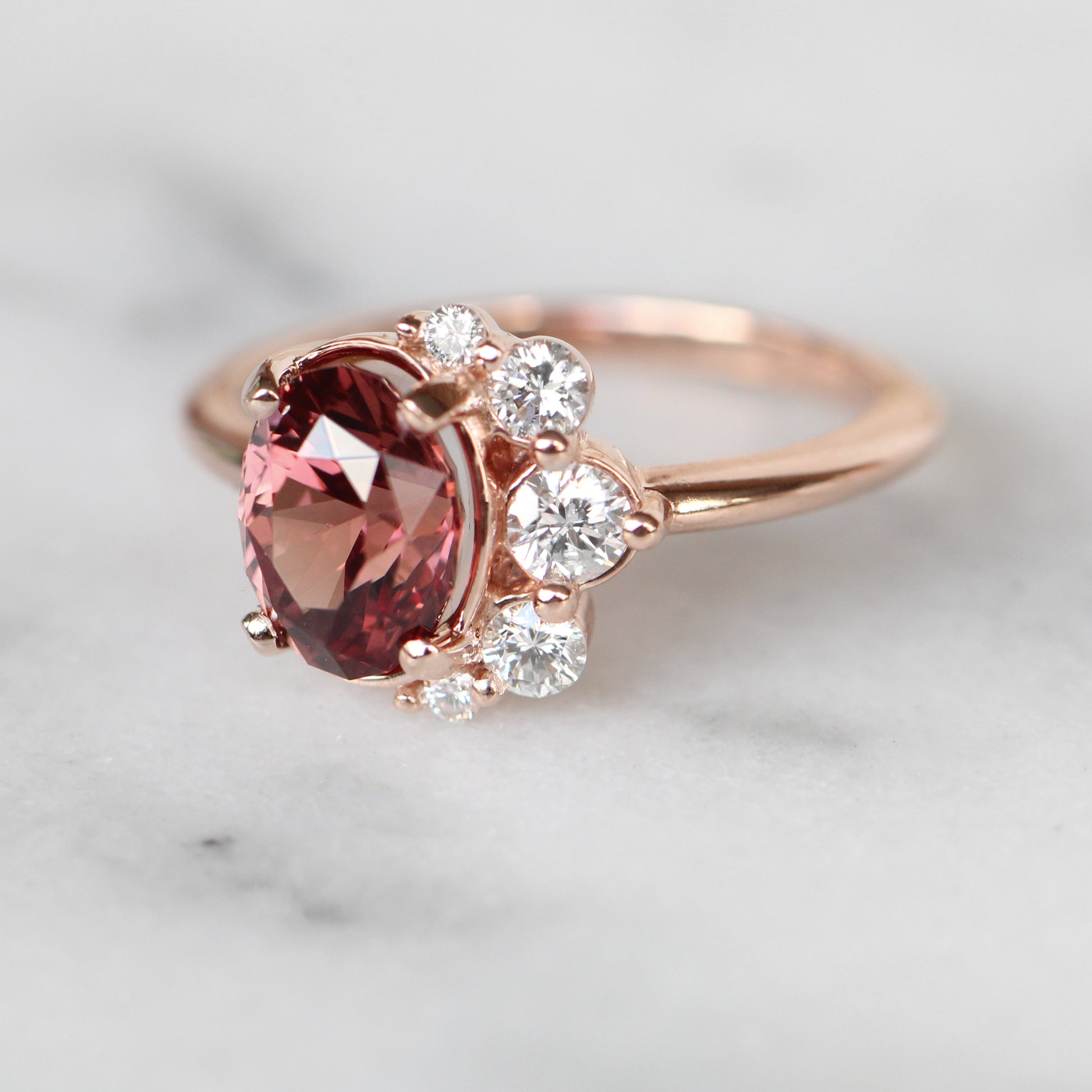 Carell ring with 2.1 ct Zircon and Diamonds in 10k rose gold - ready to size and ship - Midwinter Co. Alternative Bridal Rings and Modern Fine Jewelry