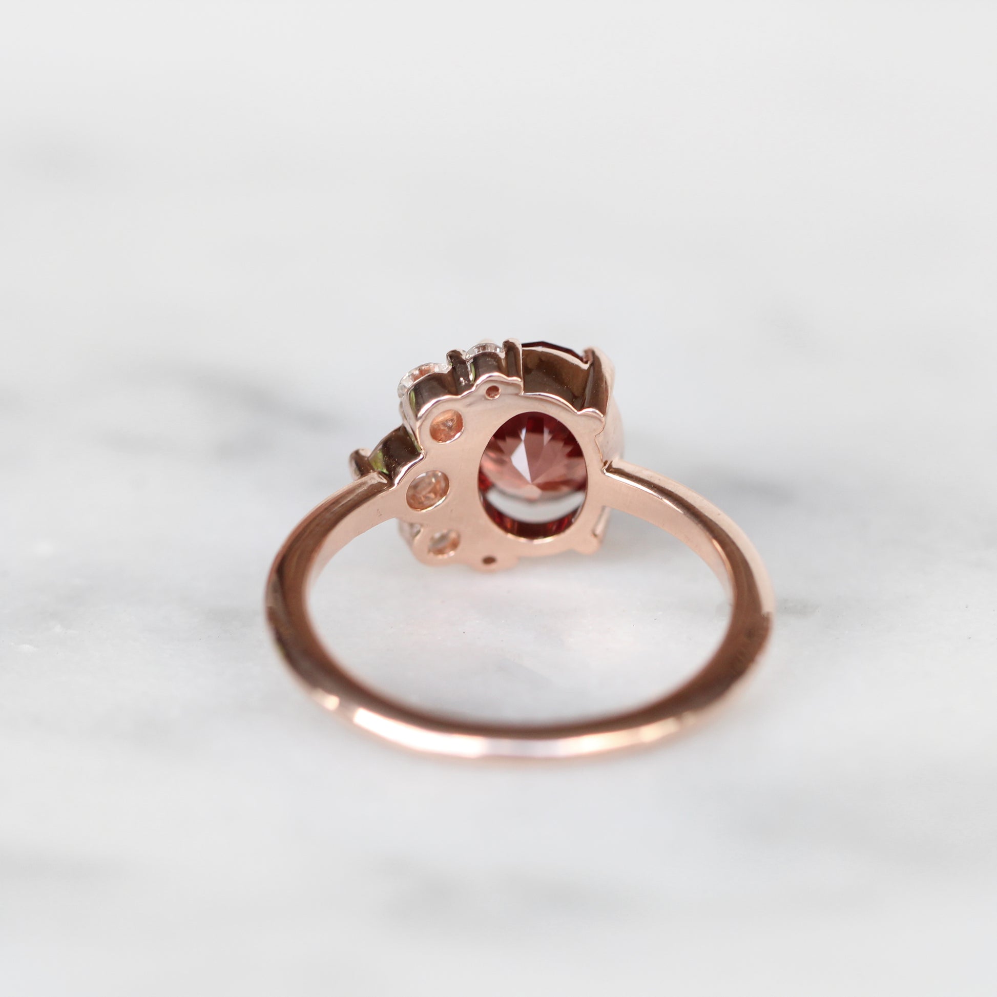 Carell ring with 2.1 ct Zircon and Diamonds in 10k rose gold - ready to size and ship - Midwinter Co. Alternative Bridal Rings and Modern Fine Jewelry