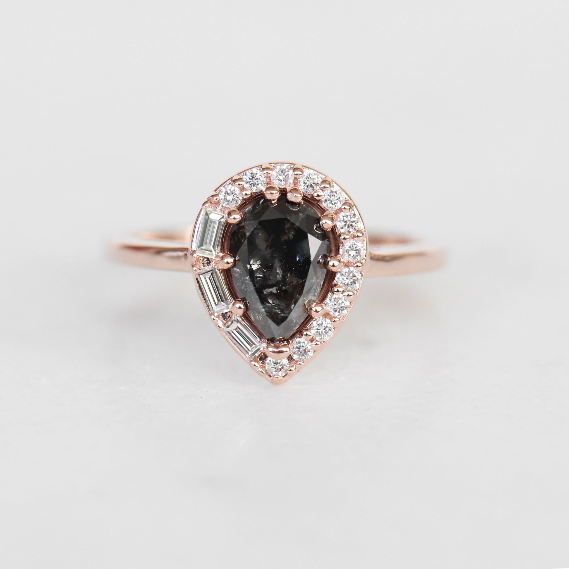 Collins ring with 1.12 carat natural brilliant pear celestial diamond in 10k rose gold - ready to size and ship - Midwinter Co. Alternative Bridal Rings and Modern Fine Jewelry