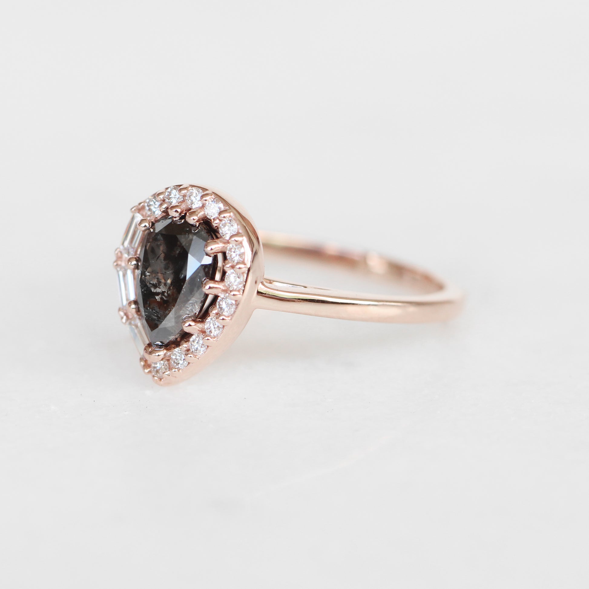 Collins ring with 1.12 carat natural brilliant pear celestial diamond in 10k rose gold - ready to size and ship - Midwinter Co. Alternative Bridal Rings and Modern Fine Jewelry