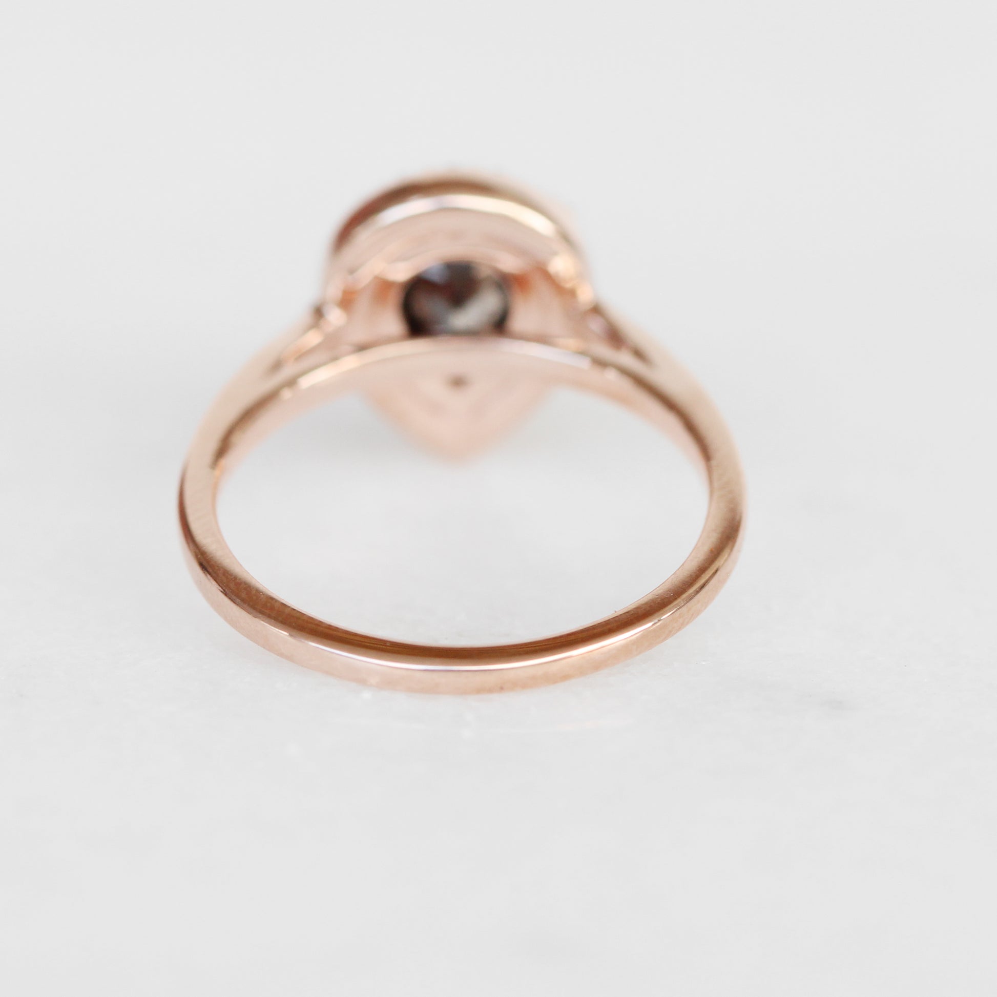 Collins ring with 1.12 carat natural brilliant pear celestial diamond in 10k rose gold - ready to size and ship - Midwinter Co. Alternative Bridal Rings and Modern Fine Jewelry