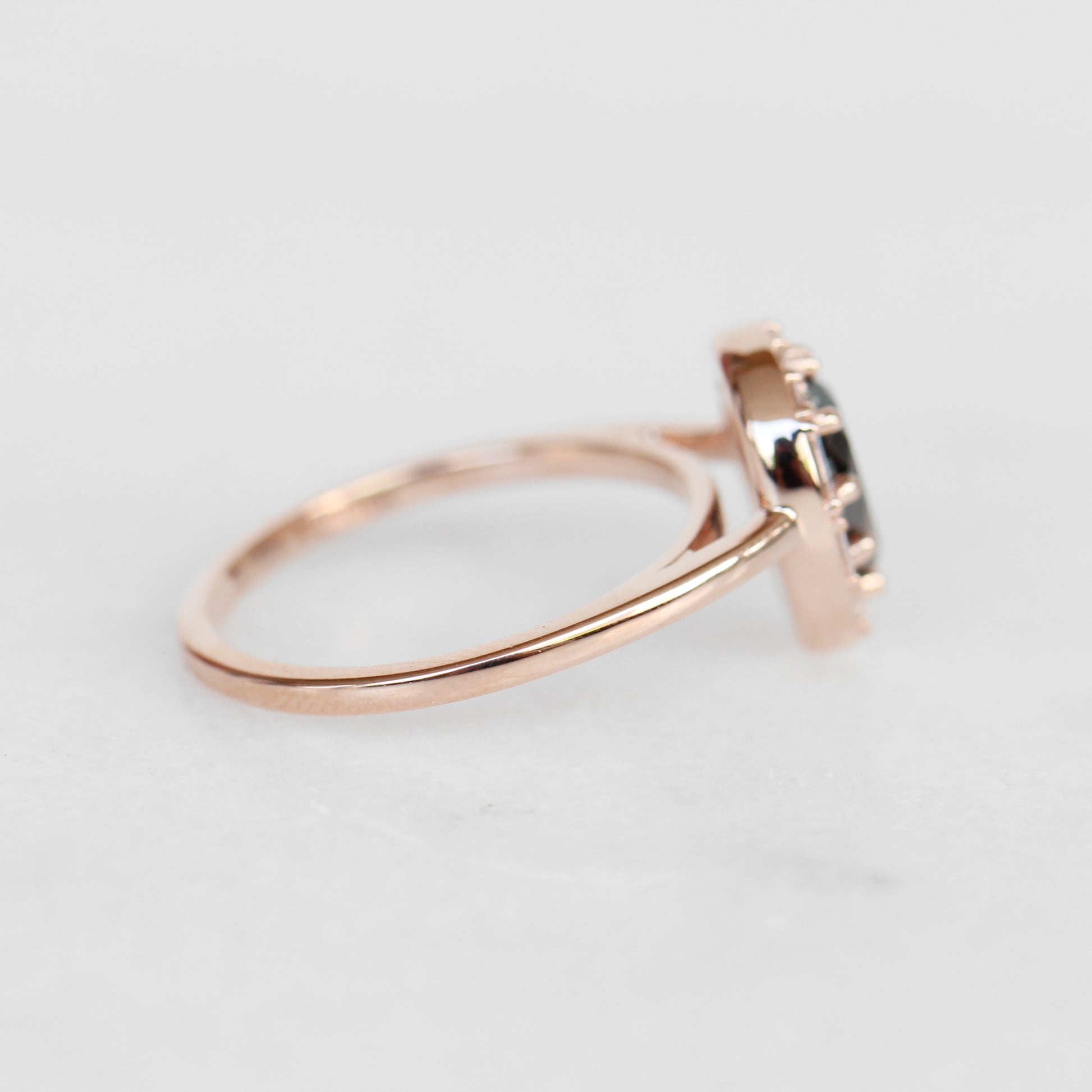 Collins ring with 1.12 carat natural brilliant pear celestial diamond in 10k rose gold - ready to size and ship - Midwinter Co. Alternative Bridal Rings and Modern Fine Jewelry