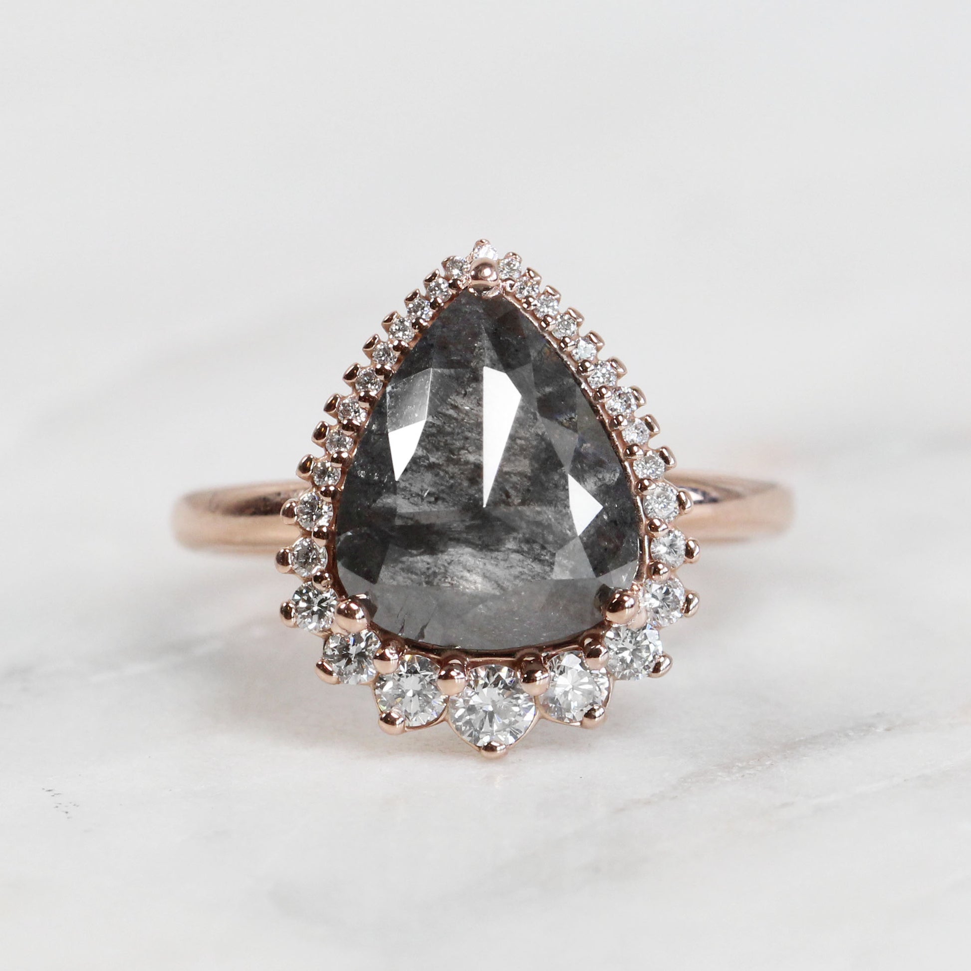 Eleanor Ring with 2.91 Carat Pear Celestial Diamond in 14k Rose Gold - Ready to Size and Ship - Midwinter Co. Alternative Bridal Rings and Modern Fine Jewelry