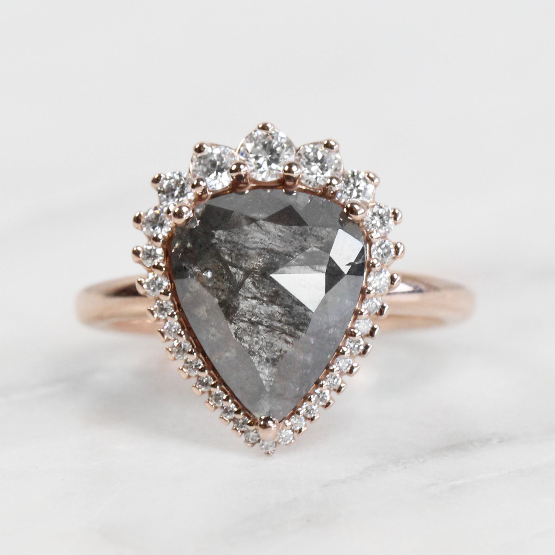 Eleanor Ring with 2.91 Carat Pear Celestial Diamond in 14k Rose Gold - Ready to Size and Ship - Midwinter Co. Alternative Bridal Rings and Modern Fine Jewelry